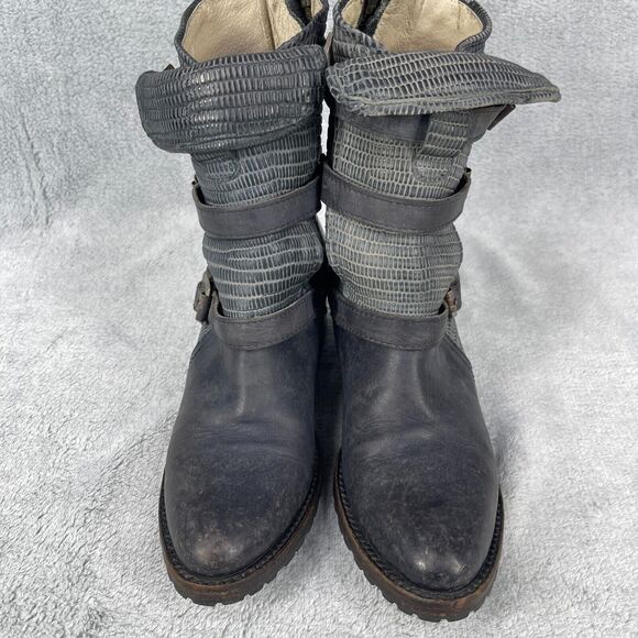 Freebird by Steven Apex Women's Motorcycle Boot Sz US 7 Black Embossed Leather - Picture 5 of 14